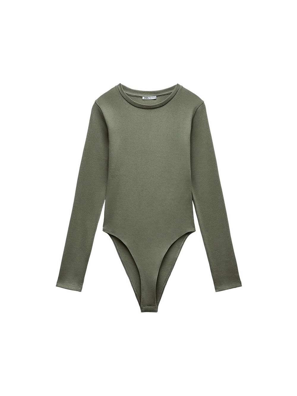 Long Sleeve Olive Green Bodysuit ZARA L